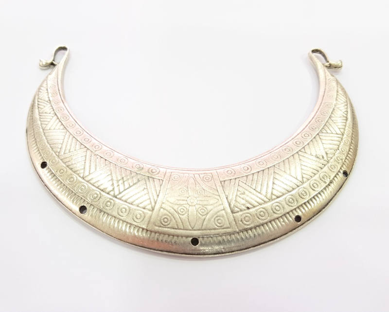 Large Pendant Antique Silver Plated Pendant Collar Pendant  (145x32mm)  G8306