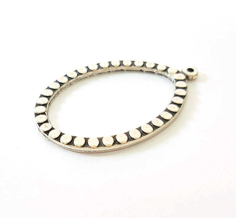 10 Silver Drop Pendant Antique Silver Plated Pendants (47x31mm) G8292