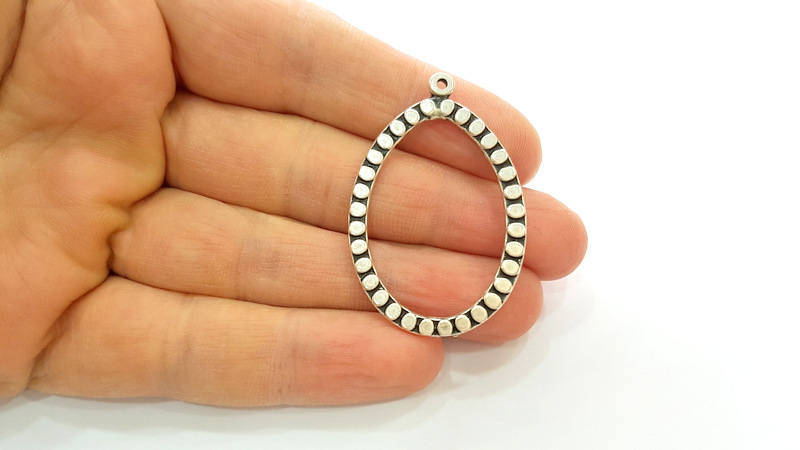 10 Silver Drop Pendant Antique Silver Plated Pendants (47x31mm) G8292