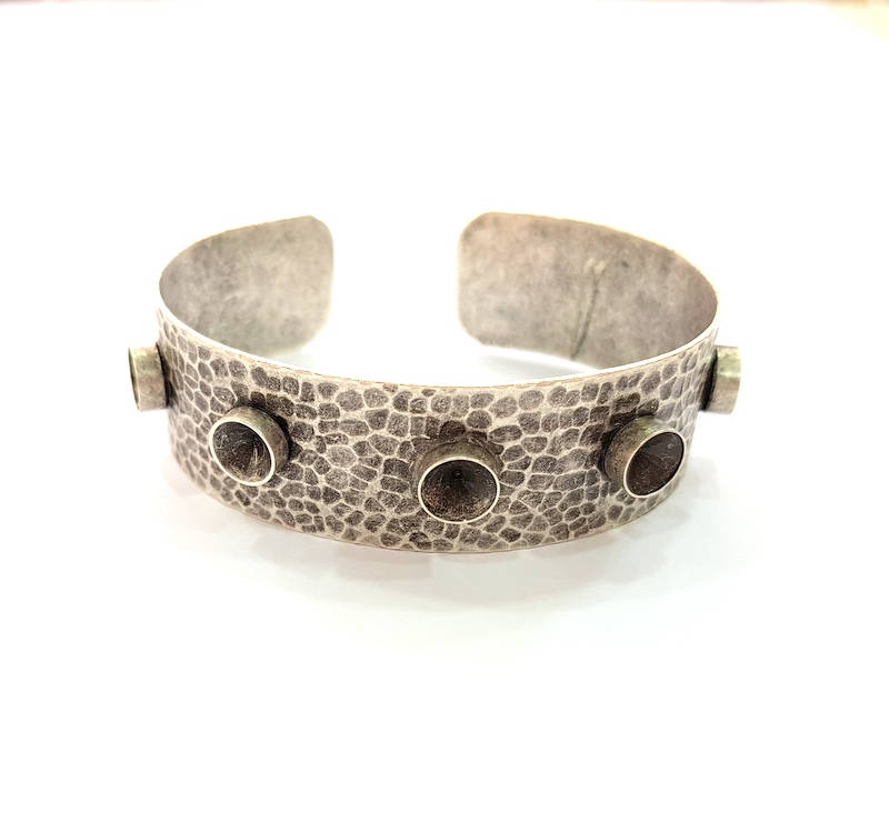 Bracelet Blanks Bangle Blanks Cuff Blanks Adjustable Hammered Bracelet Blank Antique Silver Plated Brass ( 8mm Blanks ) G8195