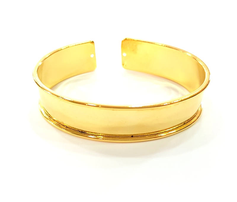 Gold Bangle Blanks Bracelet Blanks Cuff Blanks Adjustable Bracelet Blank Gold Plated Brass (15mm ) G7910