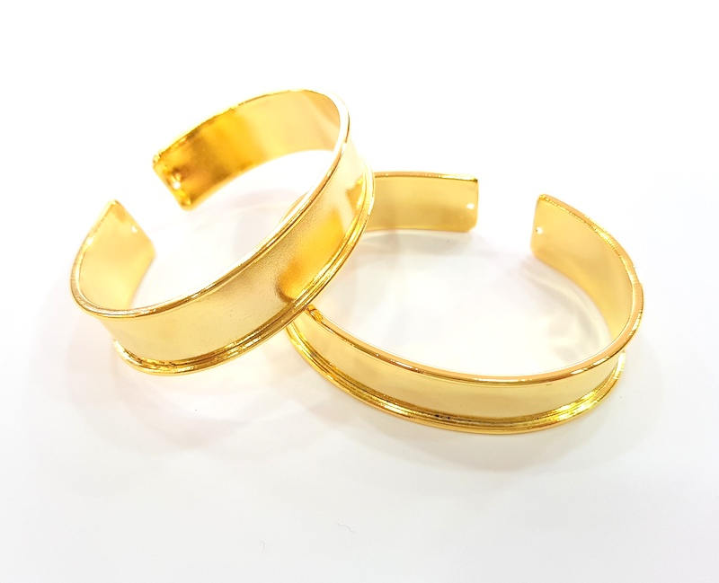 Gold Bangle Blanks Bracelet Blanks Cuff Blanks Adjustable Bracelet Blank Gold Plated Brass (15mm ) G7910