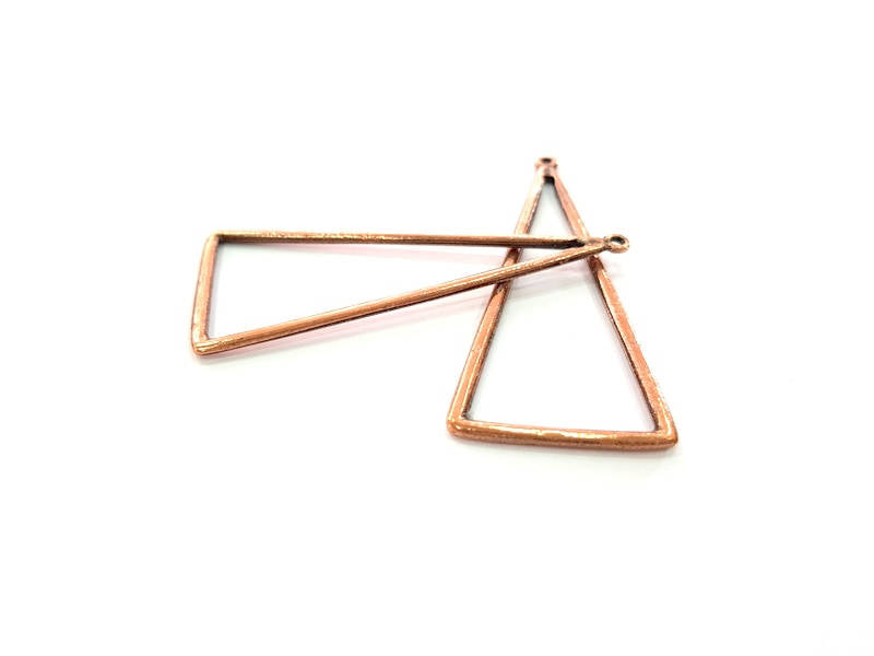 4 Antique Copper Triangle Pendant Antique Copper Plated Pendant (63x27mm) G10798