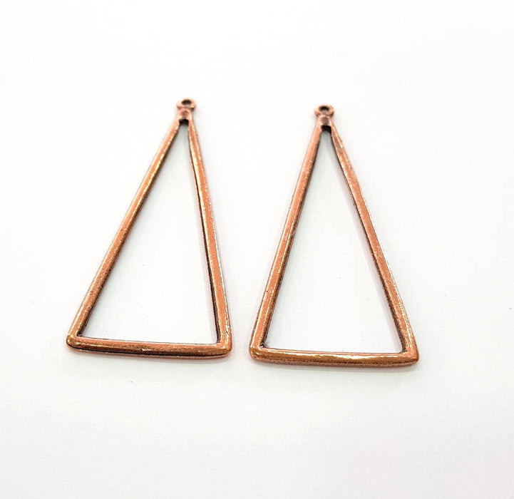 4 Antique Copper Triangle Pendant Antique Copper Plated Pendant (63x27mm) G10798