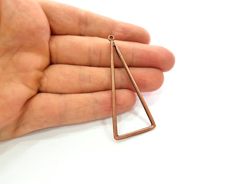 4 Antique Copper Triangle Pendant Antique Copper Plated Pendant (63x27mm) G10798