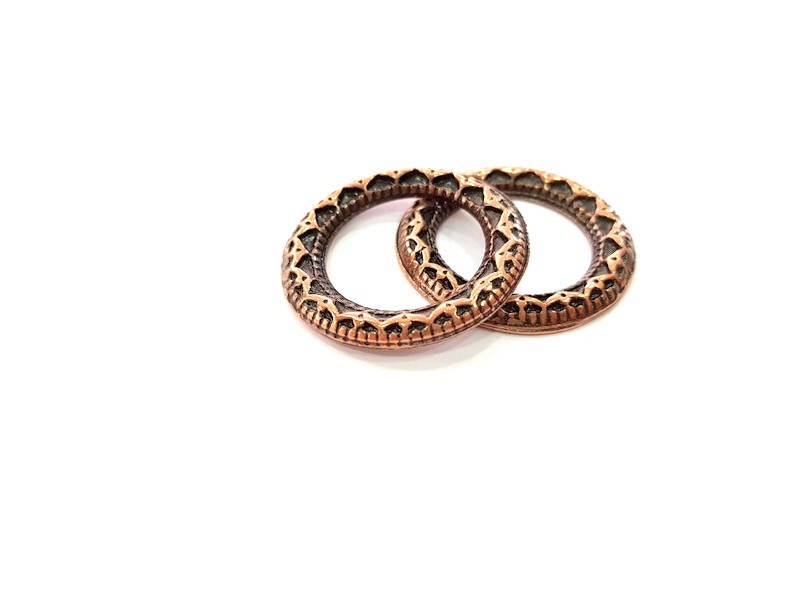 2 Antique Copper Circle Pendant Antique Copper Plated Pendant (29mm) G7916