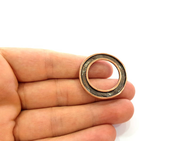 2 Antique Copper Circle Pendant Antique Copper Plated Pendant (29mm) G7916
