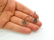 6 Antique Copper Drop Charm Pendant Antique Copper Plated (32x18mm) G8628