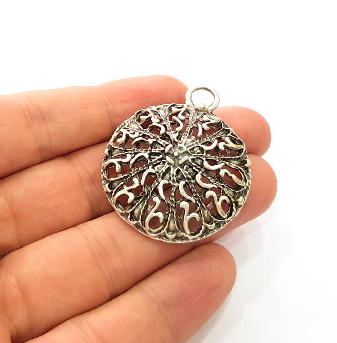 Silver Pendant Antique Silver Plated Pendants (38mm) G8311