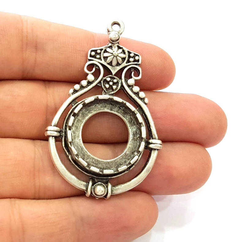 Silver Pendant Antique Silver Plated Pendants (56x34mm) G8314