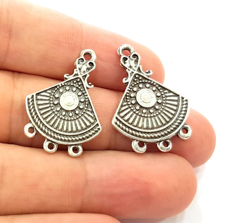4 Silver Pendant Antique Silver Plated Pendant (30x20mm) G8324