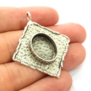 Silver Pendant Blank Bezel Base Setting Necklace Blank Resin Blank Mountings Antique Silver Plated Brass ( 40x40mm )  G8326