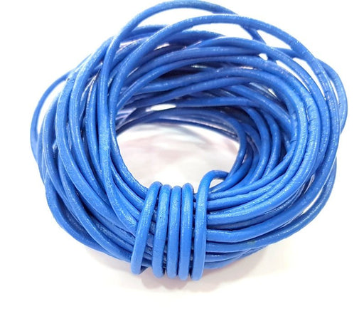 Leather Blue Cord 1mt-3.3 ft (3mm) Round Leather Lacing G7940