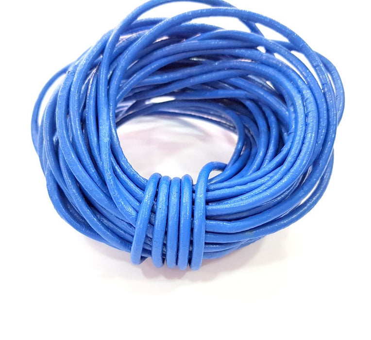 Leather Blue Cord 1mt-3.3 ft (3mm) Round Leather Lacing G7940