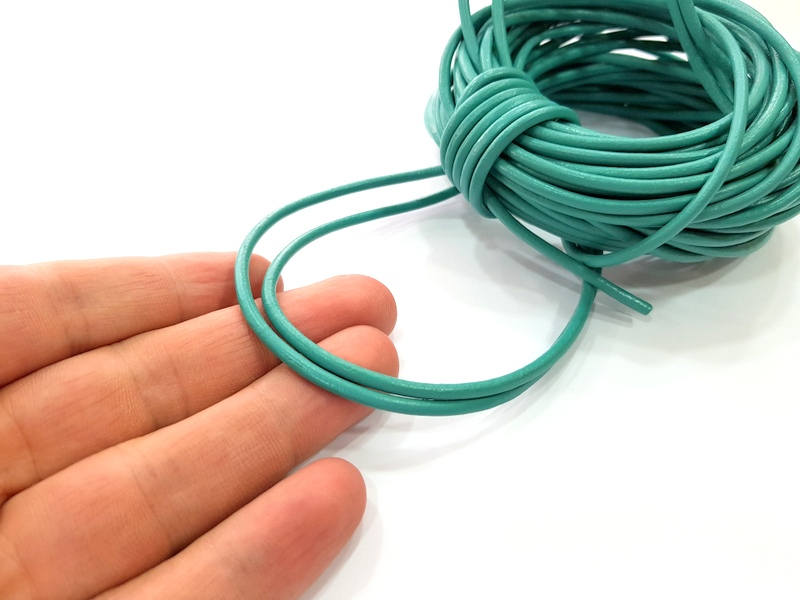Leather Dark Turquoise Cord 1mt-3.3 ft (3mm) Round Leather Lacing G7943
