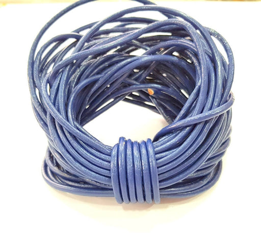 Leather Dark Blue Cord 1mt-3.3 ft (3mm) Round Leather Lacing G7944