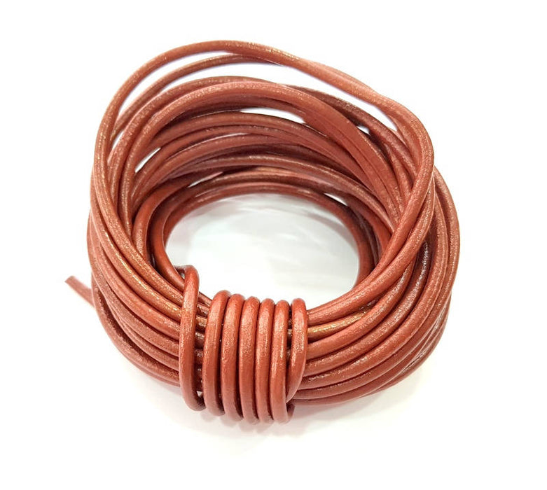 Leather Claret Red Cord 1mt-3.3 ft (3mm) Round Leather Lacing G7948