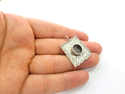 Silver Pendant Blank Bezel Base Setting Necklace Blank Resin Blank Mountings Antique Silver Plated Brass ( 28x25mm )  G8685