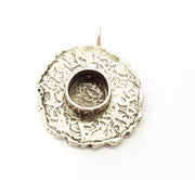 Silver Pendant Blank Bezel Base Setting Necklace Blank Resin Blank Mountings Antique Silver Plated Brass ( 28mm )  G8330