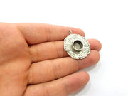 Silver Pendant Blank Bezel Base Setting Necklace Blank Resin Blank Mountings Antique Silver Plated Brass ( 28mm )  G8330