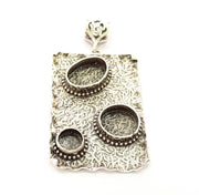 Silver Pendant Blank Bezel Base Setting Necklace Blank Resin Blank Mountings Antique Silver Plated Brass ( 58x38mm )  G8682