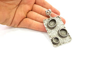 Silver Pendant Blank Bezel Base Setting Necklace Blank Resin Blank Mountings Antique Silver Plated Brass ( 58x38mm )  G8682