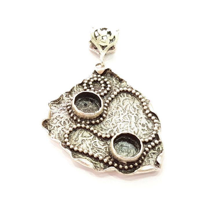 Silver Pendant Blank Bezel Base Setting Necklace Blank Resin Blank Mountings Antique Silver Plated Brass ( 50x41mm )  G8340