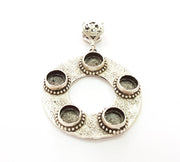 Silver Pendant Blank Bezel Base Setting Necklace Blank Resin Blank Mountings Antique Silver Plated Brass ( 48mm )  G8341