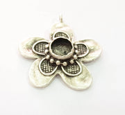 Silver Pendant Blank Bezel Base Setting Necklace Blank Resin Blank Mountings Antique Silver Plated Brass ( 45mm )  G8360