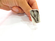 Silver Ring Blank Base Bezel Settings Cabochon Base Mountings Adjustable , Antique Silver Plated Brass G8672
