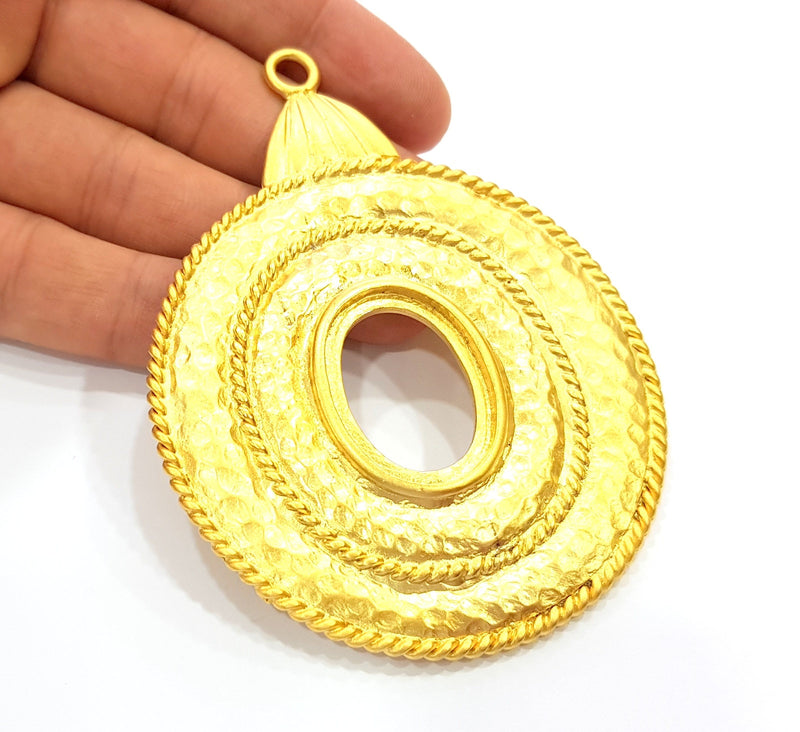 Gold Large Pendant Blank Gold Plated Pendant (104x76mm)  G8387