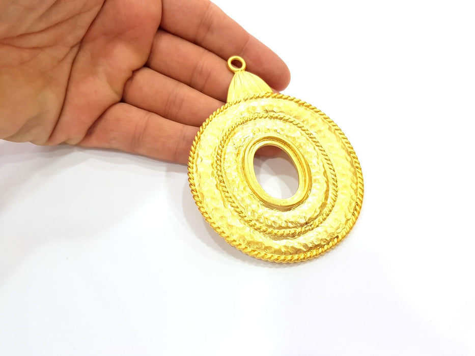 Gold Large Pendant Blank Gold Plated Pendant (104x76mm)  G8387