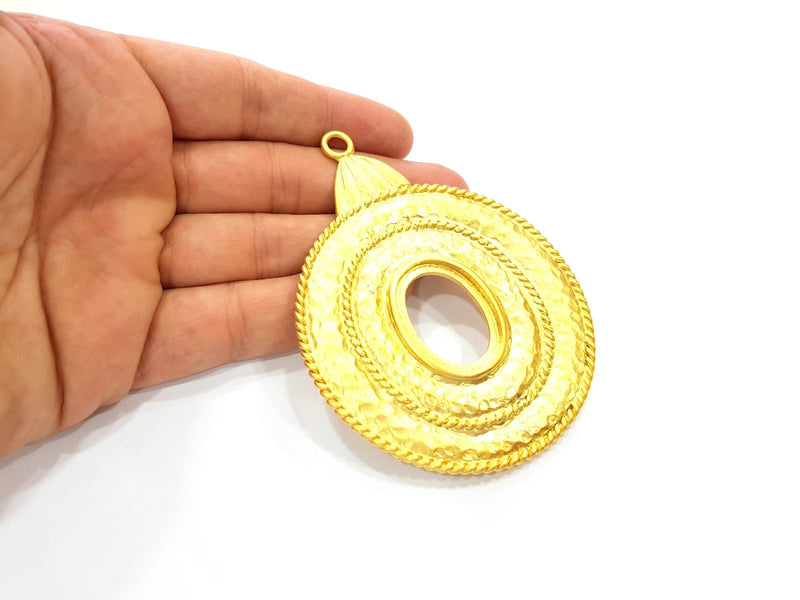 Gold Large Pendant Blank Gold Plated Pendant (104x76mm)  G8387