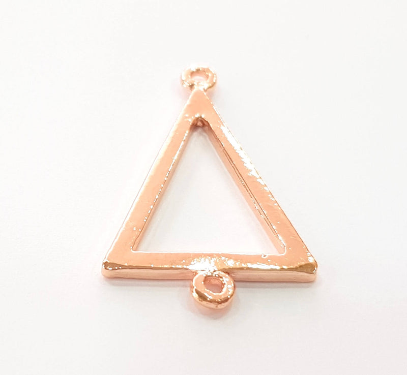 2 Rose Gold Triangle Charms Connector Rose Gold Plated Charms (32x20 mm)  G8391