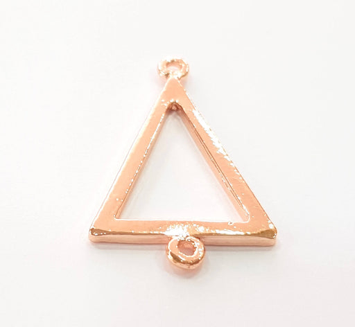 2 Rose Gold Triangle Charms Connector Rose Gold Plated Charms (32x20 mm)  G8391