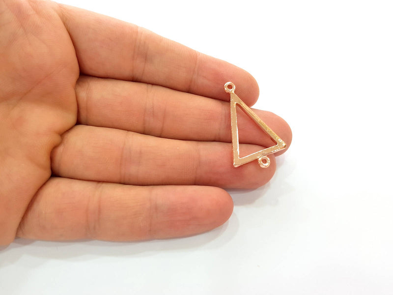 2 Rose Gold Triangle Charms Connector Rose Gold Plated Charms (32x20 mm)  G8391