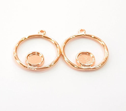 2 Rose Gold Charms Blank Rose Gold Plated Charms (23 mm)  G8392
