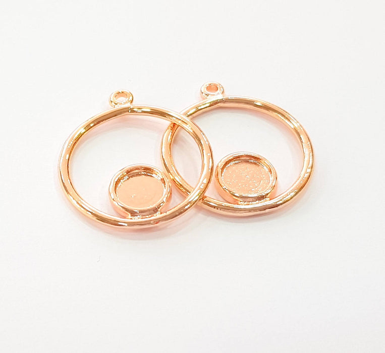 2 Rose Gold Charms Blank Rose Gold Plated Charms (23 mm)  G8392