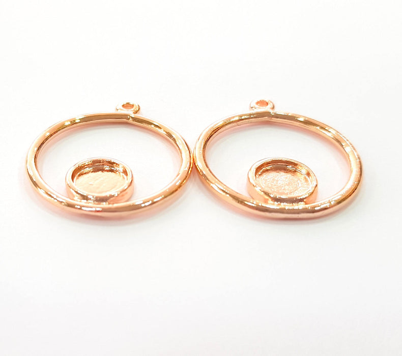 2 Rose Gold Charms Blank Rose Gold Plated Charms (23 mm)  G8392