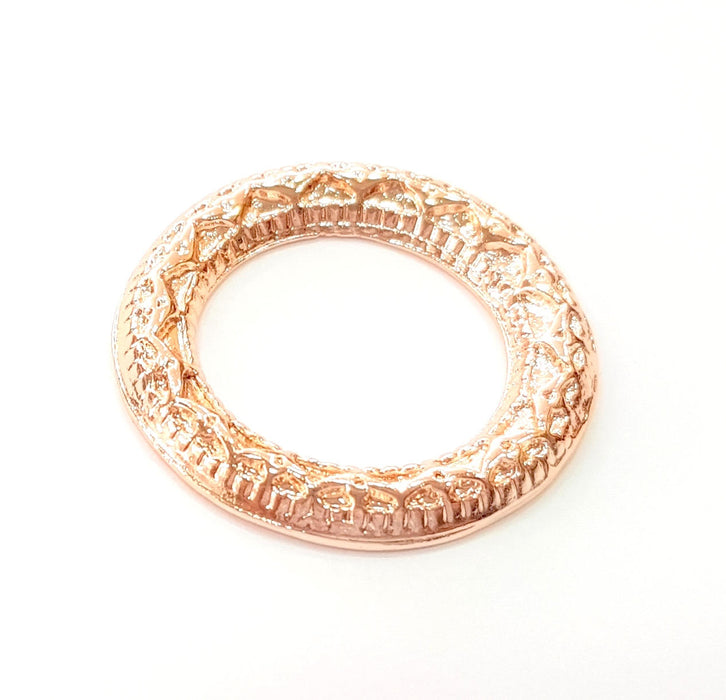 Rose Gold Circle Charms Rose Gold Plated Connectors (33 mm)  G8393