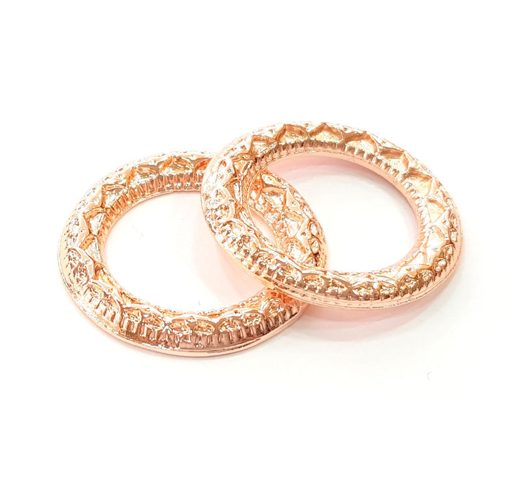 Rose Gold Circle Charms Rose Gold Plated Connectors (33 mm)  G8393