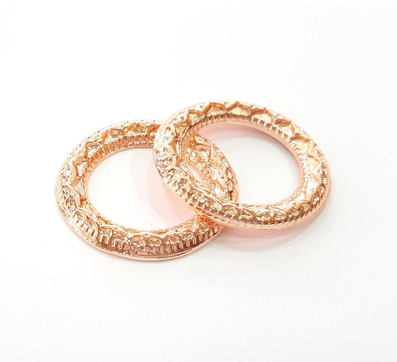 Rose Gold Circle Charms Rose Gold Plated Connectors (33 mm)  G8393
