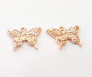 2 Rose Gold Butterfly Charms Blank Rose Gold Plated Charms (21x17 mm) G8394