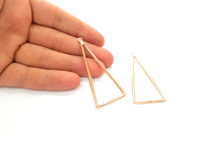 2 Rose Gold Triangle Pendant Rose Gold Plated Pendant (64x28 mm) G8398