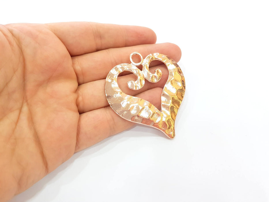 Rose Gold Heart Pendant Rose Gold Plated Pendant (68x64 mm) G8399