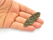 2 Mixed Stripe Oval Charms Antique Bronze Pendant (62x20mm) G8401