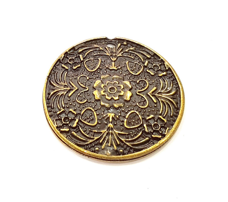 2 Antique Bronze Plated Pendant (34mm) G8402