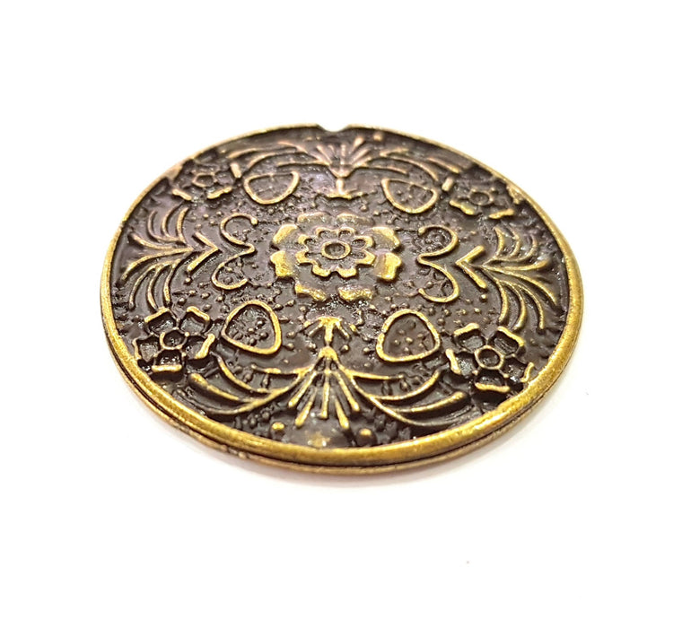 2 Antique Bronze Plated Pendant (34mm) G8402