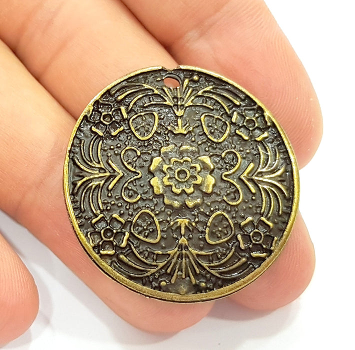 2 Antique Bronze Plated Pendant (34mm) G8402