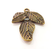 2 Antique Bronze Leaf Charms Antique Bronze Plated Charms (34x21mm) G8407